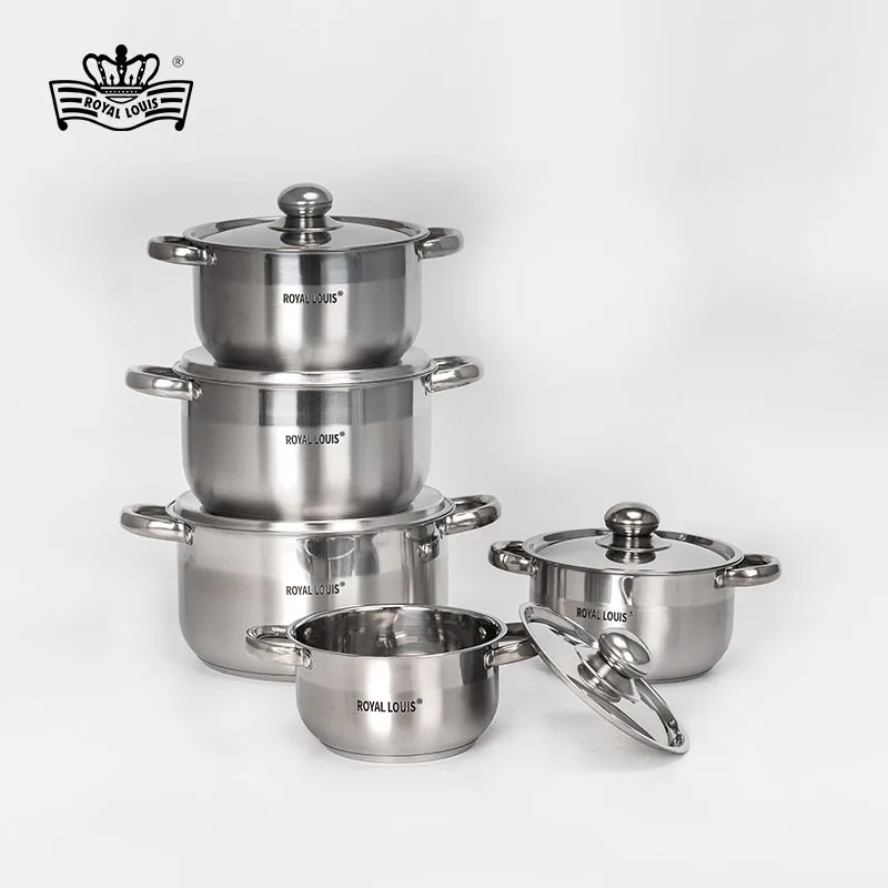 Customizable 10PCS 410 stainless steel kitchenware sets cookware with blue color box household hot selling sets cooking tools