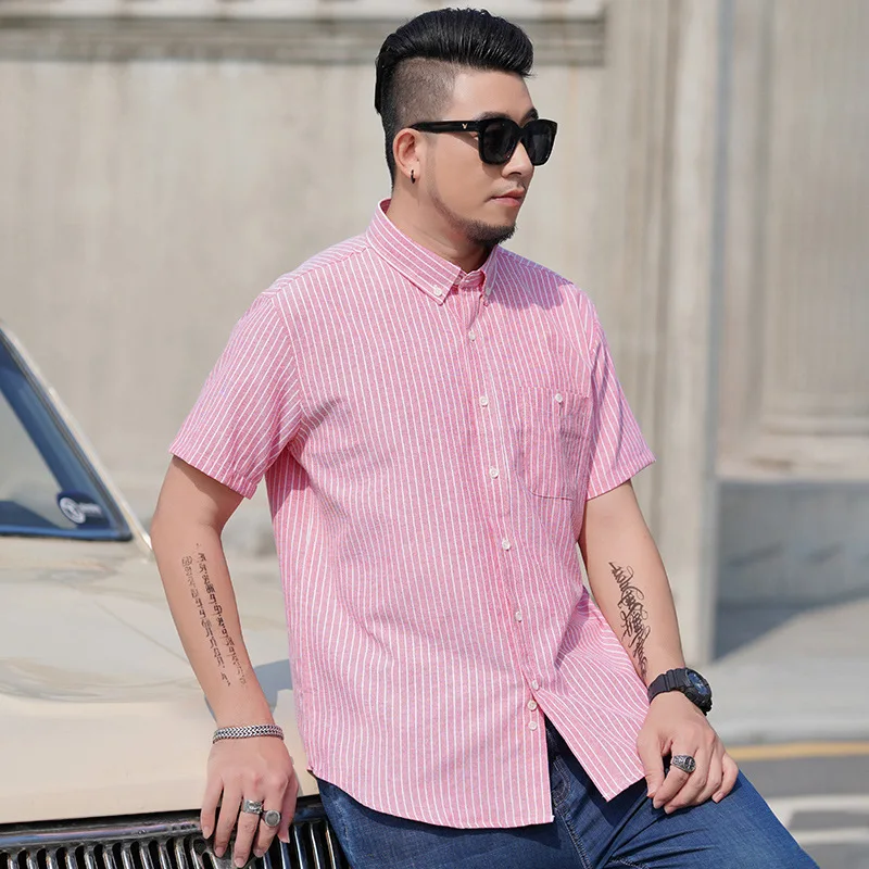 2023 мужская летняя новая рубашка с коротким рукавом деловая в полоску fat brother fashion casual