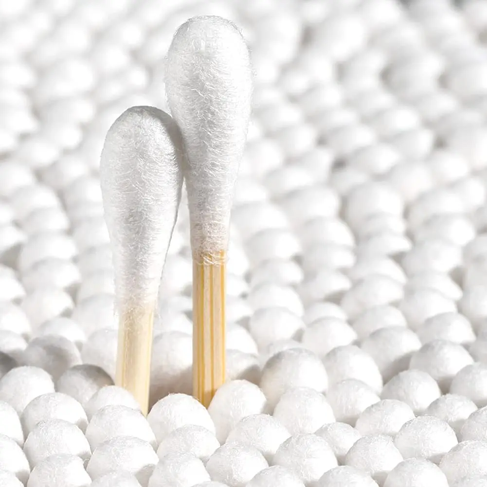 Organic Biodegradable Cotton Buds with Natural Bamboo Sticks Cotton Swabs 100 pcs/Set
