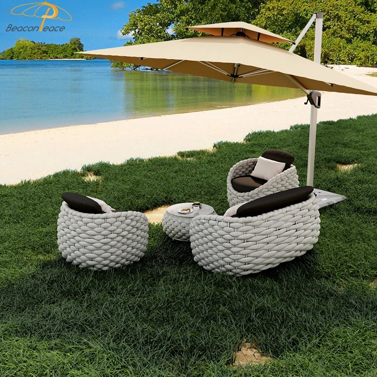 Modern Luxury Wicker Rope Garden Set Outdoor Rattan Sofa Outdoor Patio Furniture Metal Garden Sofas Aluminum Garden Furniture