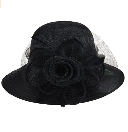 Lady Derby Dress Church Bow Bucket Wedding Bowler Hats Wide Brim Sun Hat