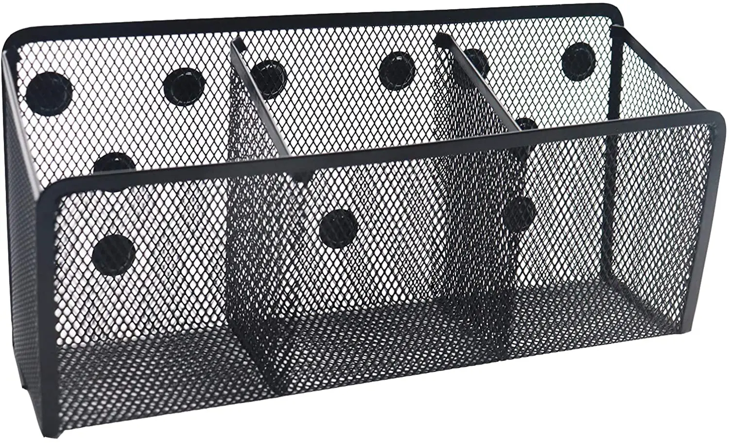 Metal Magnetic Mesh Pencil Holder Magnetic Holder With 3 Compartments