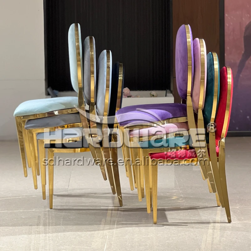 Модная кожаная мебель из нержавеющей стали, свадебные золотые металлические стулья