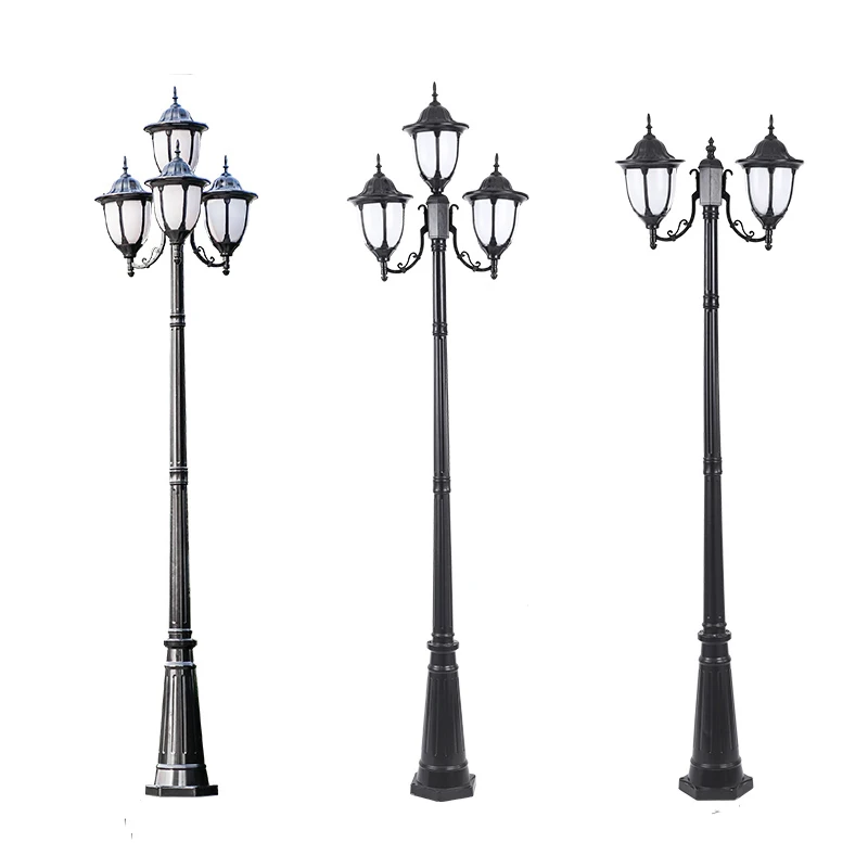 High quality Outdoor waterproof IP65 Street Vintage Outdoor Garden Solar Charged LED Lamp Post LED Garden Light