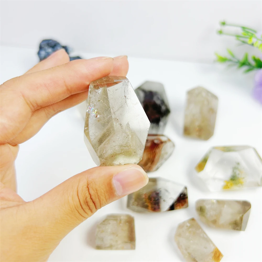 Wholesale Crystal Stone Natural Raw Stone Ghost Crystals Polished Melaleuca garden quartz Free Form For Decoration