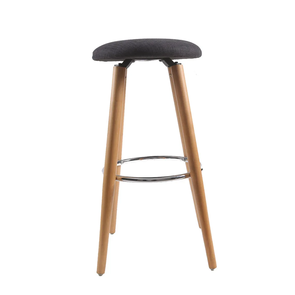 (NAOR) Kitchen Breakfast Round Wood with Linen Fabric Seat Bar stool
