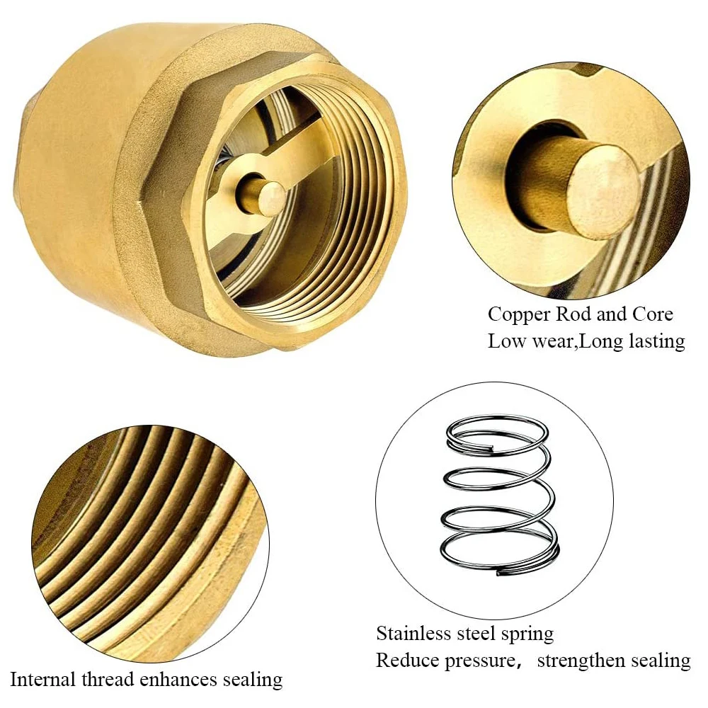
Brass Check Valve Backflow Preventer with Brass cartridge for Fountain Suction Hose Domestic Waterworks Garden Well pump 