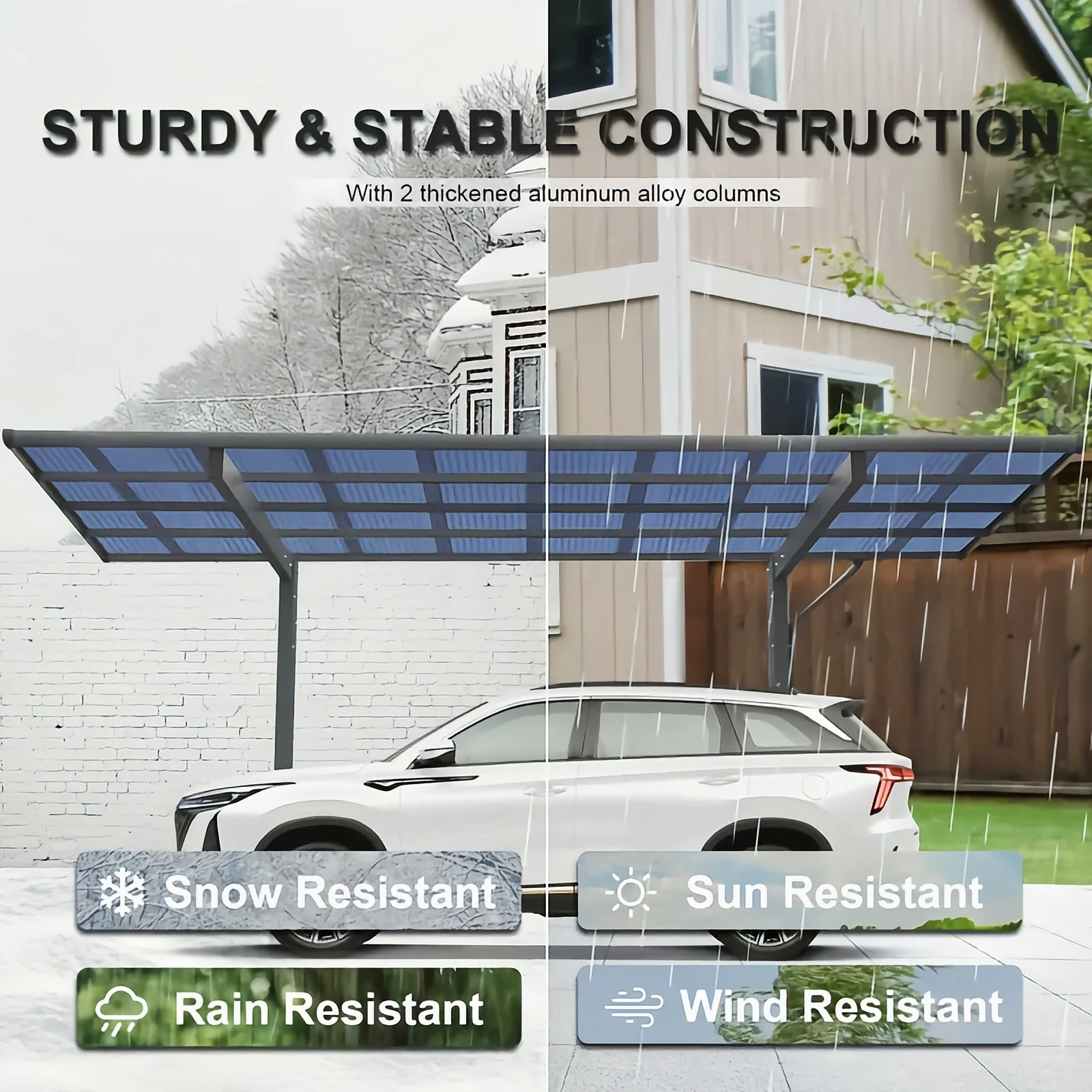 Factory Custom Sun Protection Canopy Outdoor Garden Aluminium Frame Polycarbonate Sheet Carport