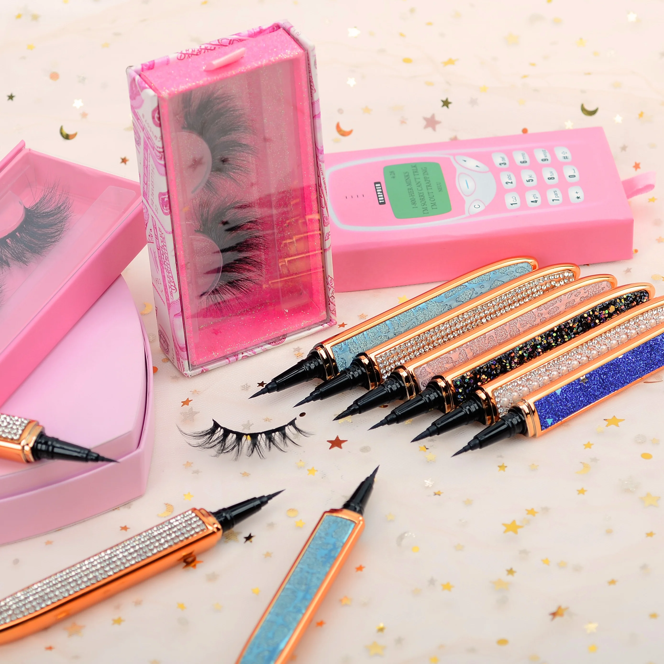  Private label custom waterproof adhesive lashglue liquid colorful glitter magic eyeliner pencil mink eyelash glue