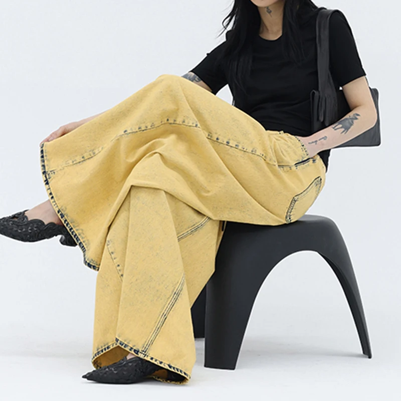 TWOTWINSTYLE Casual Low Waist Solid Color Loose Denim Wide Leg Jeans For Women 2023