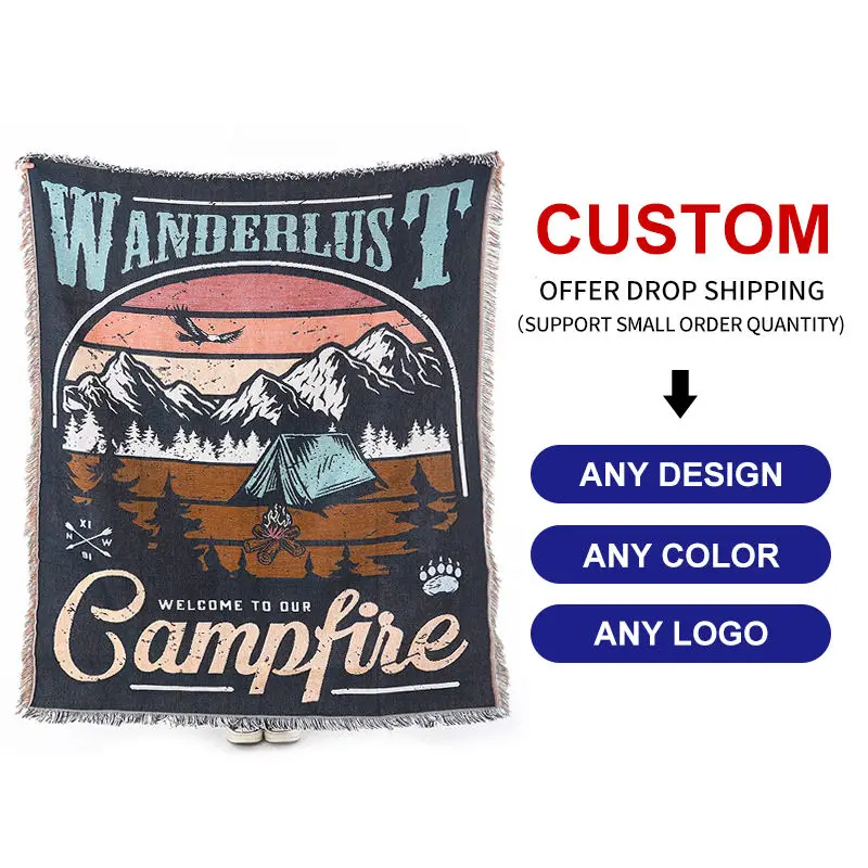 Wholesale Custom Vibrant Polyester Cotton Throw Wall Tapestry Blanket Backdrop Print Personalized Logo Image Text Bedroom Gifts