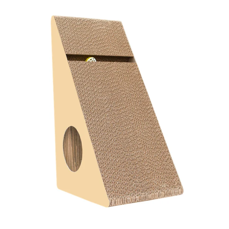 High quality corrugated cat scratcher house wall against cat toys