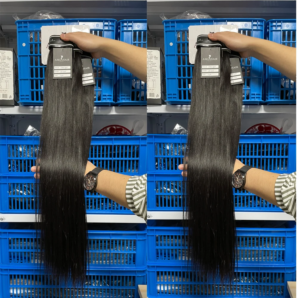 AMLHAIR Aliexpress no chemical no shedding no tangle no smell shiny smooth silky straight luxurious 100% human hair bundles