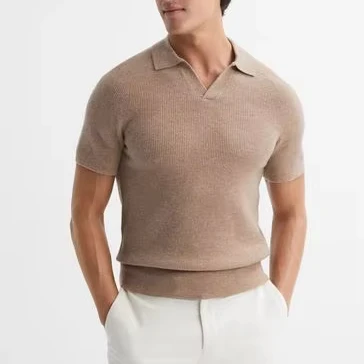 Custom new fashion trend cashmere pullover shirt oversized sports knit sweater wool cashmere plain polo t-shirt for men