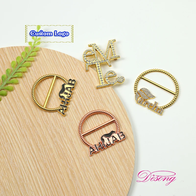 Customized Metal Crafts Pin Brooch Designing Women Hijab Scarf Brooch Accessories