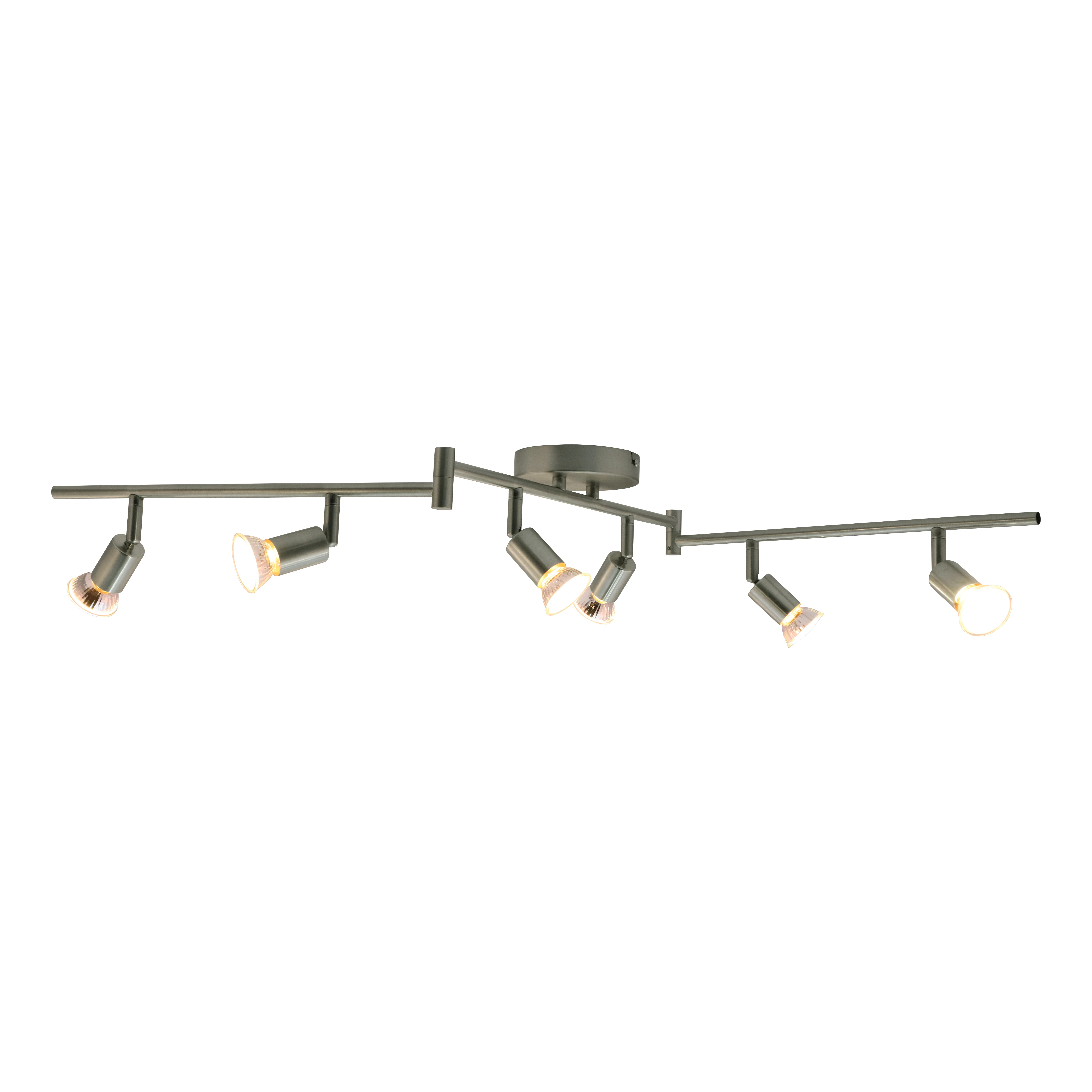 How Bright 6-Light LED Track Lighting Kit Flexibly Rotatable Light Heads 6 Way Ceiling Spotlight Matt Nickel