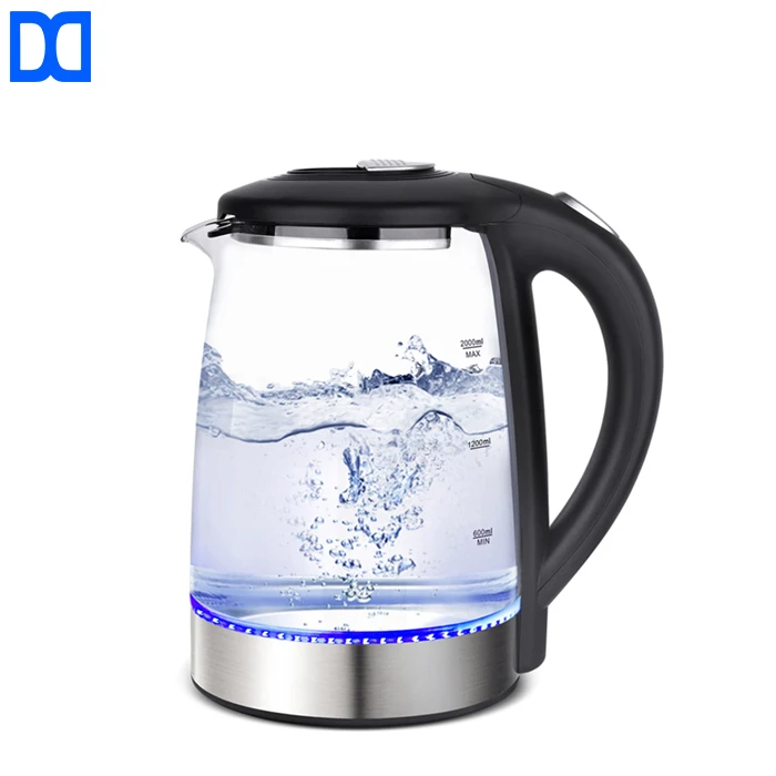 Hot Kitchen Appliances Blue LED Light Boiling 2L Capacity Water Tea Kettle Electric Kettle Glass