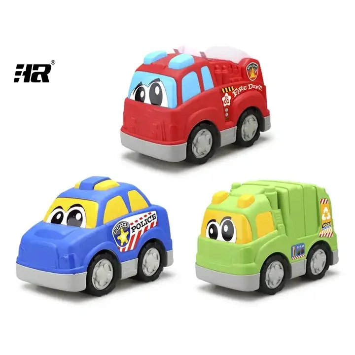 Kiddy Go! Toy Car Busy City Durable Plastic Freewheel Vehicle Cartoon & Eyes Rubbish Truck Play Set for Kids Birthday Gift Baby