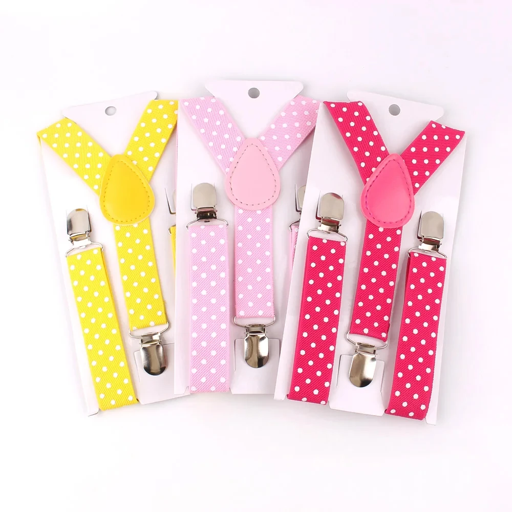 Fashion Polka Dot Colorful Children Belt Baby Boys Girls Suspenders Clip-on Y-Shape Braces Elastic Kids Adjustable 3 Clips Belts