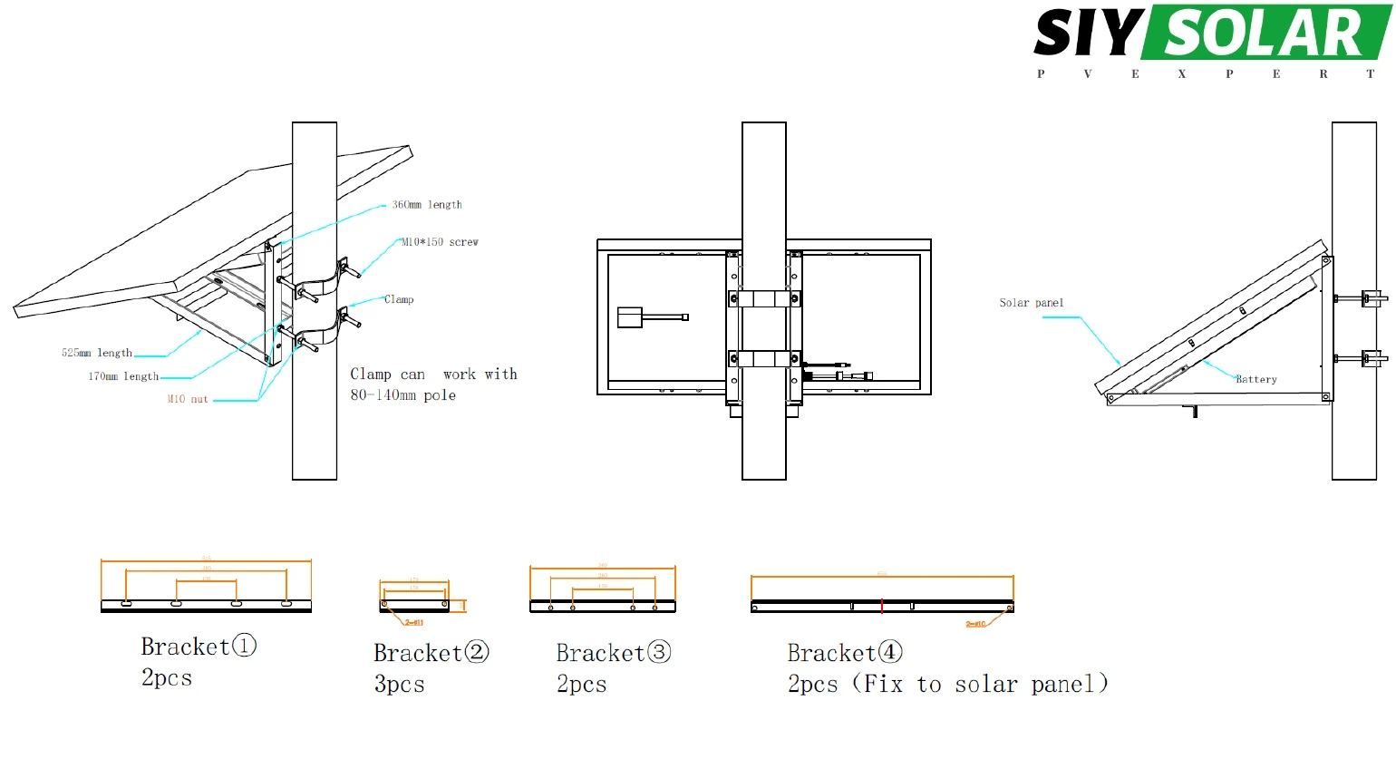 Quick installation IP65 solar panel kit DC 12V off-grid solar camera kit solar power solution for telecom base station