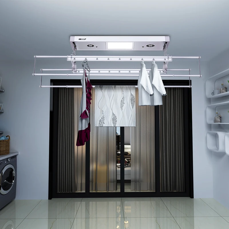 
2020 HOT SALE Quality assurance balcony aluminium LED lights Automatic smart Electric home clothes drying rack hanger machine 