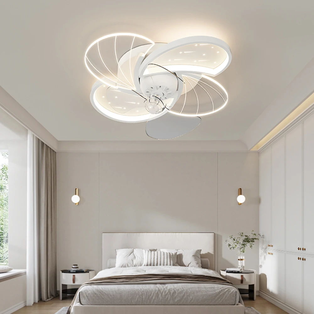 Ceiling Fan Retractable Blade Chandelier Fan Ceiling 3-color Change Light Led Fan Lamp With Remote Control