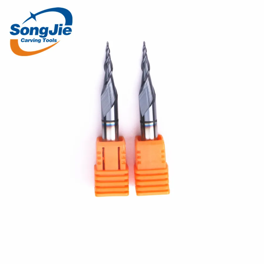 Solid Carbide CNC Milling Cutter For Wood 2 Flute Taper Ball Nose End Mills Woodworking Milling Cutter