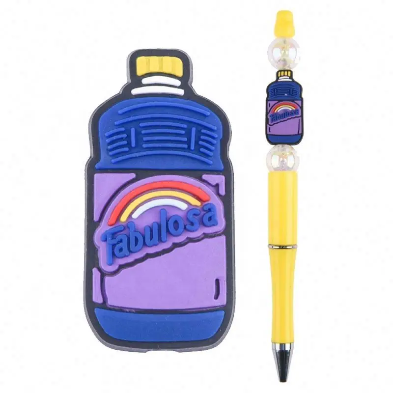 pvc silicone Hot selling BPA free silicone solid pattern round abacus 12mm 15mm letter beads 14mm custom focal for DIY jewelry