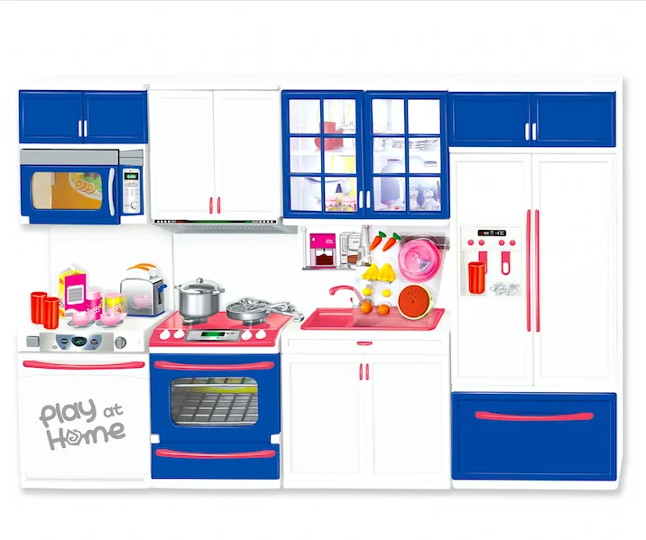 
New arrive battery operated 4 in 1big kid kitchen appliance set toys pretend play electric furniture cooking game 