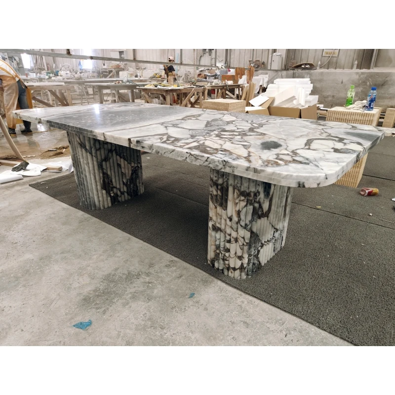 SHIHUI Customized Natural Stone Dining Tables Rectangular Square Breccia Grigio Galaxy Ocean Storm Blue Marble Dining Table