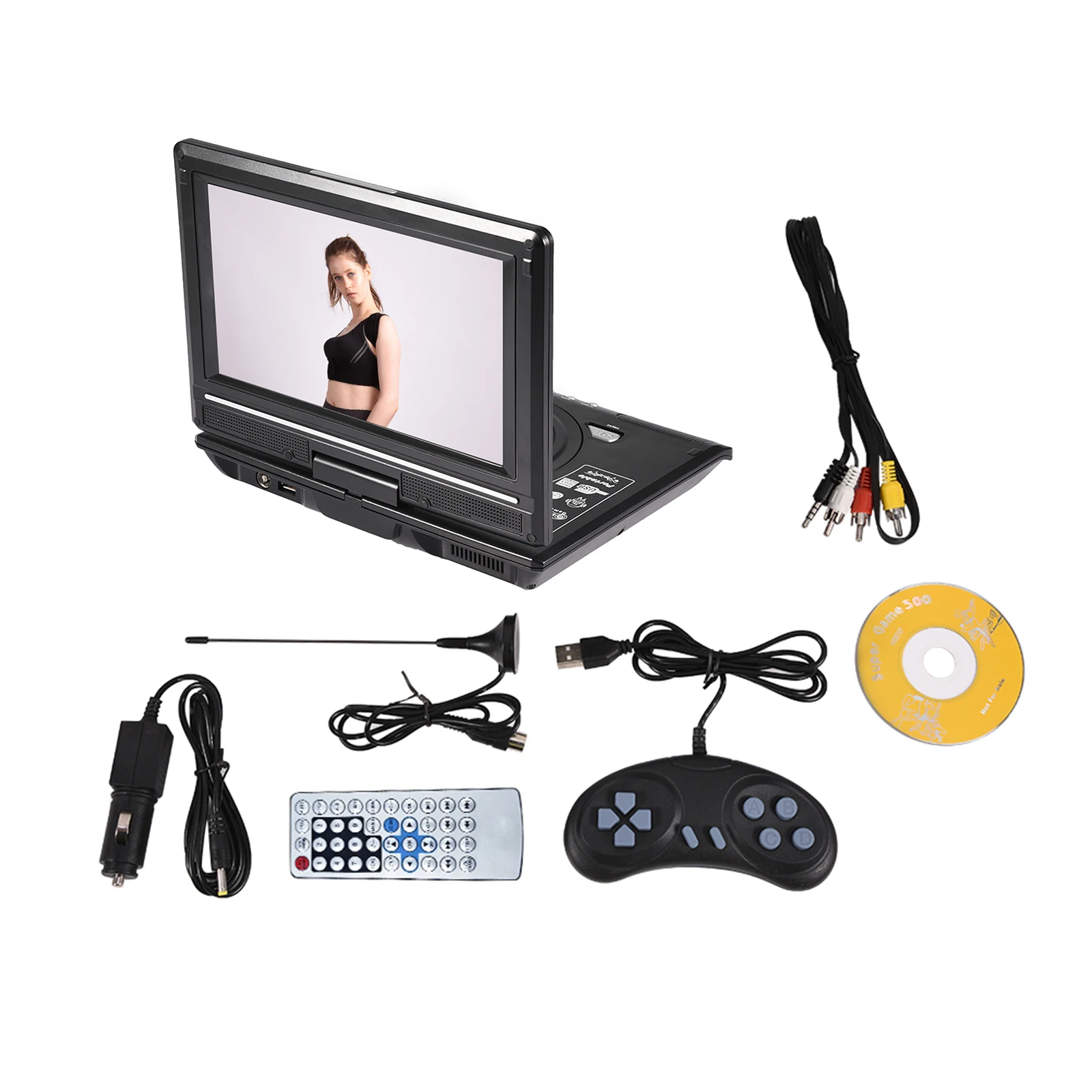 Portable DVD Player CD Player  with 9.8Inch Screen 270 Degree Swivel Display  Car DVD Player