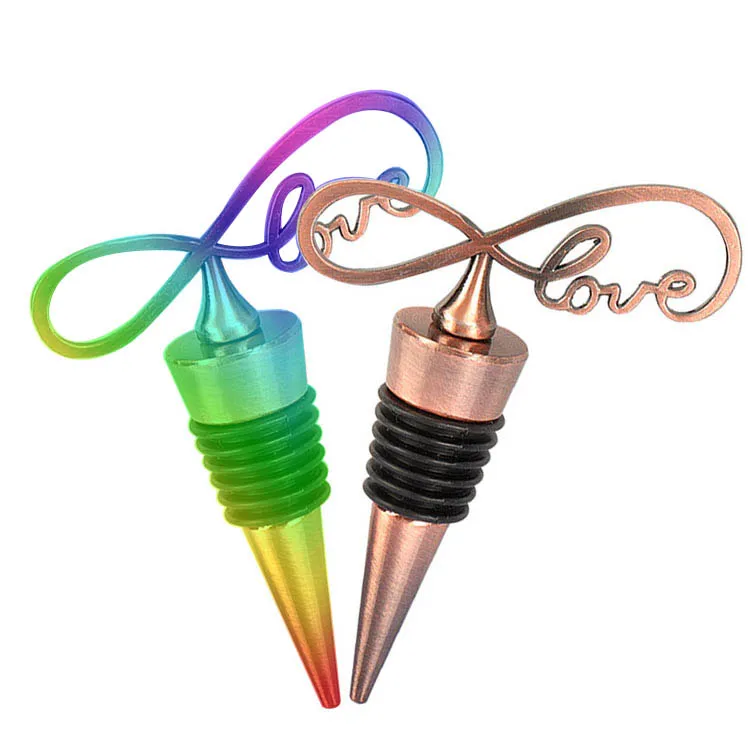 Personality Metal LOVE Bottle Stopper Gifts Creative Red Wine Champagne Plug Set Wine Stopper Wedding Favor Gift
