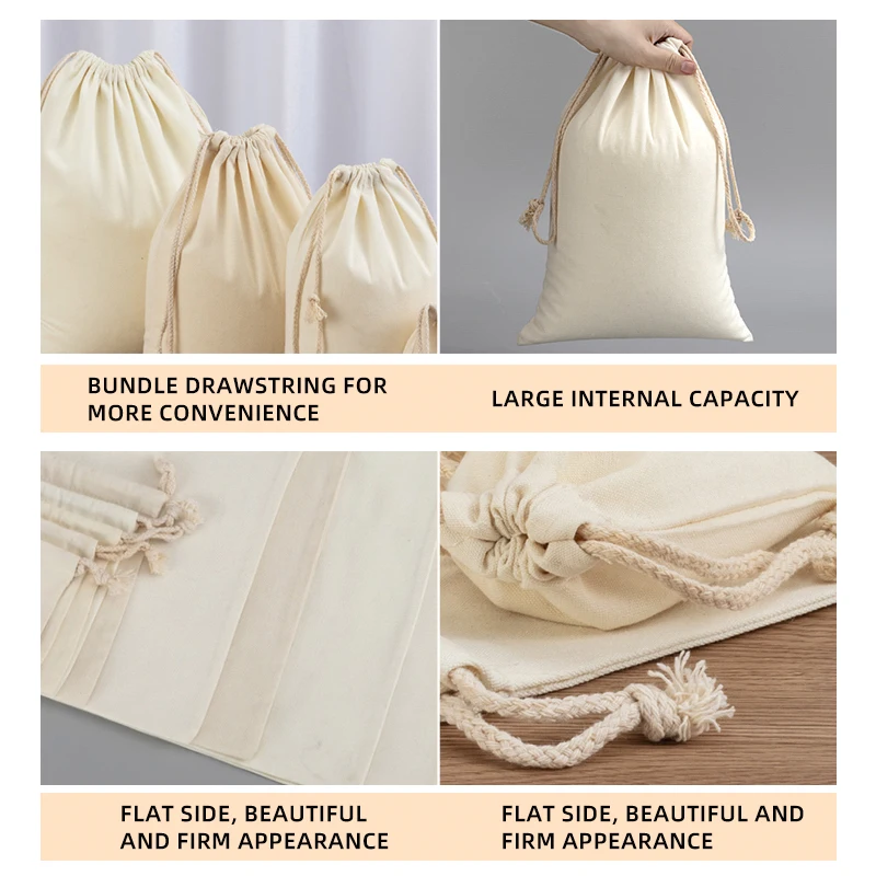 High quality canvas drawstring bag, cotton drawstring bag