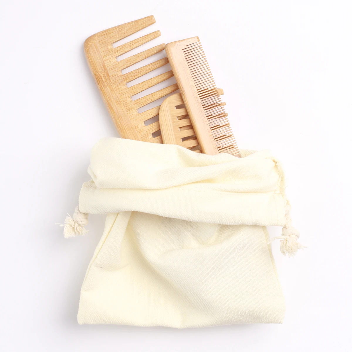 Private Label Eco-friendly Bamboo Wood Hair Comb Biodegradable Comb Natural Curly Hair Comb Set