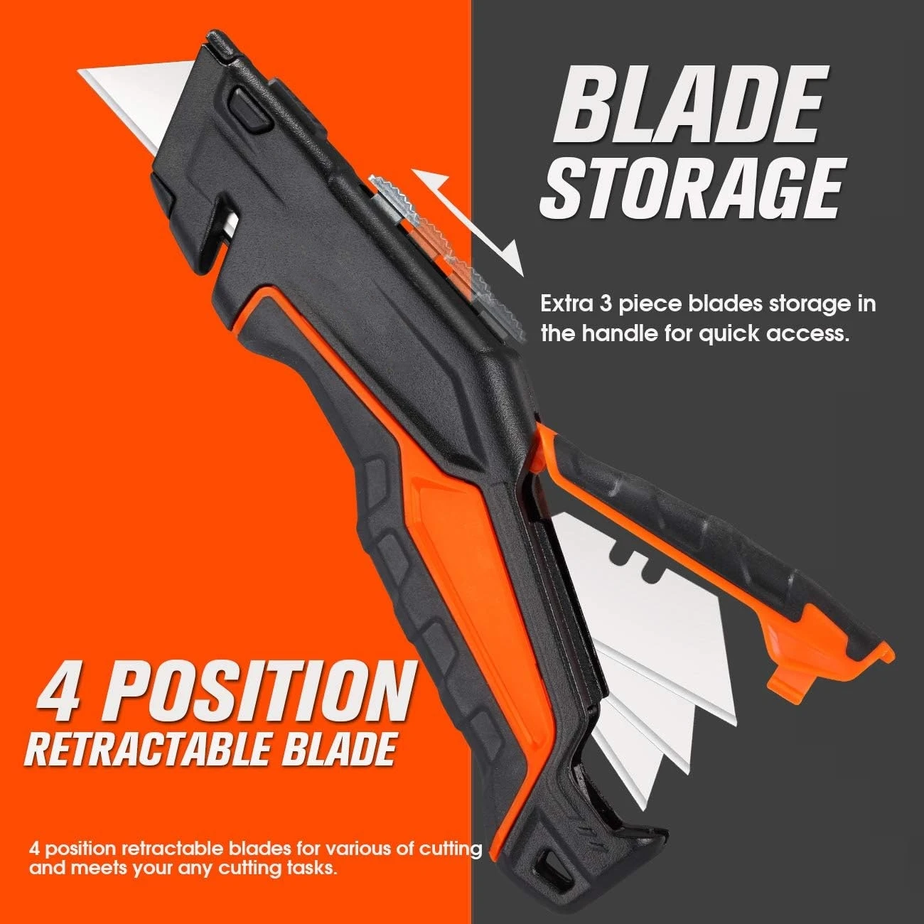 2 Pack Folding Utility Knife Set EDC Box Cutter with Safety Axis Lock Belt Clip Quick-change Blade Mechanism