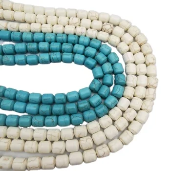 8x9mm Best Price Cube Tubes Howlite Stone Ivory white blue Turquoises Loose Beads For Jewelry Making DIY Bracelet