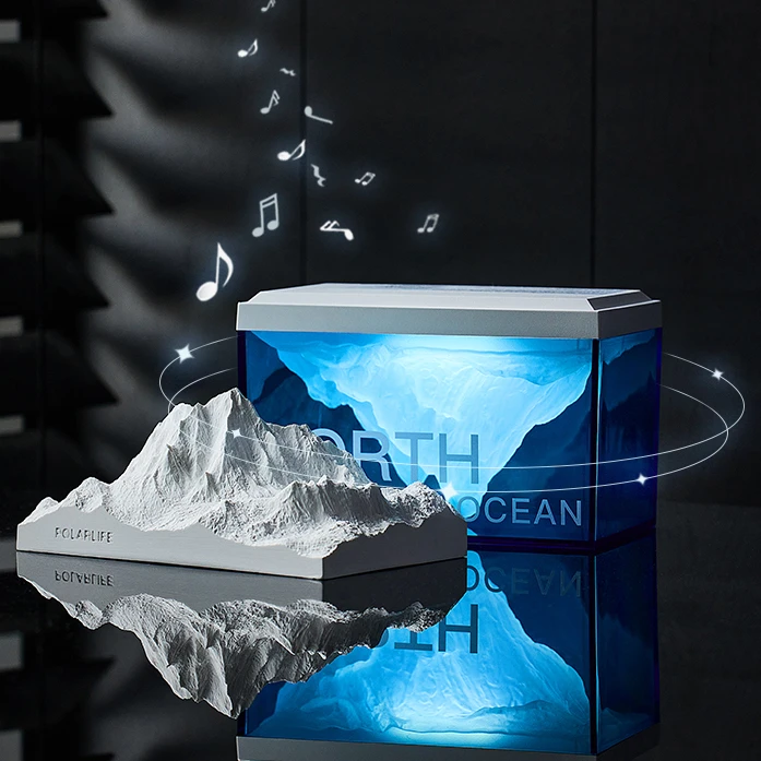 Hot Selling Home Decor Sleeping Lamp Ice Mountains Night Light Wireless Bluetooth Desktop Speaker