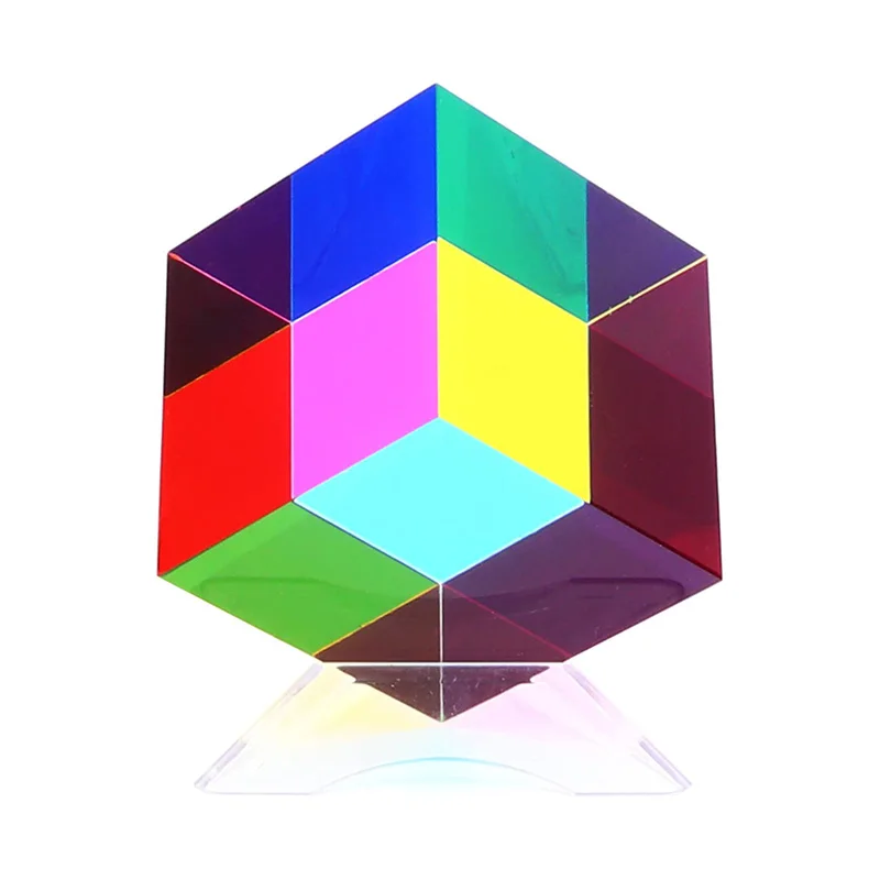 Волшебный разноцветный акриловый стеклянный призматический куб с подставкой для распознавания
