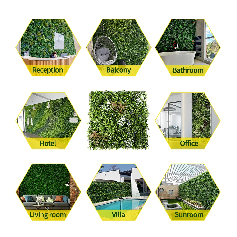 Garden decoration hanging faux artificial hedge panel foliage green grass leaves plant wall