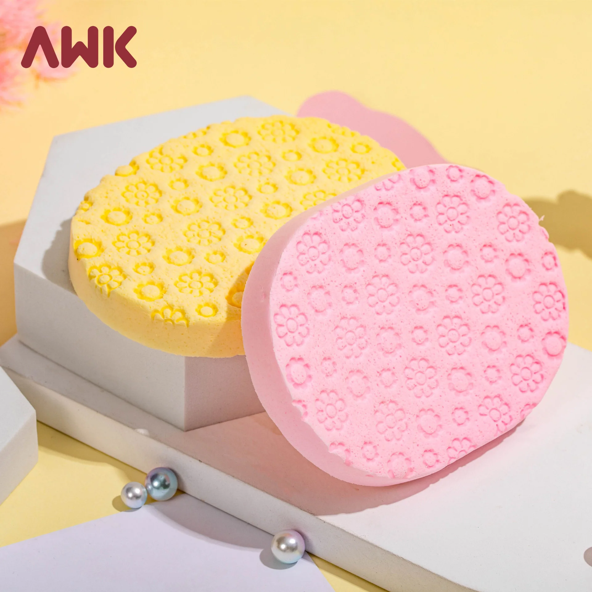AWK Makeup Remover Tools Oval Face Wash Puff Super-soft PVA Facial Deep Cleansing Pads Sponges Compressed Cellulose