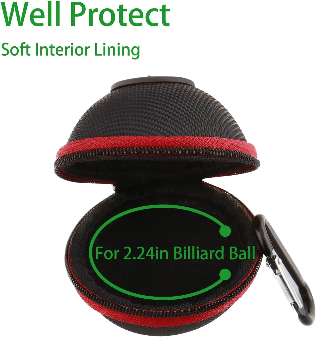 Clip-on Billiard Cue Ball Case  for Billiard Balls Training and Pool 2.24in Billiard Carrying Case Cue Ball Bag bowling Bag