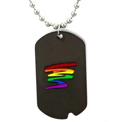 China High Quality Stainless Steel Circle Plate Rainbow Pride Gay Necklace Men Fashion Couple Unisex Pendant Chain Jewelry Gifts