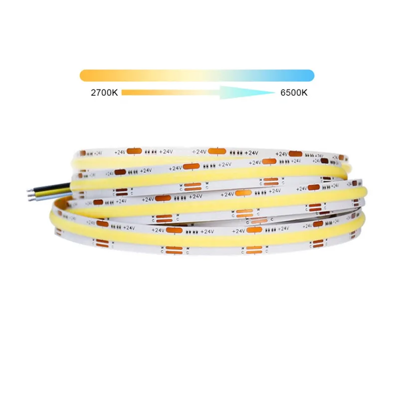 3 in1 cct led strip 24v cob led strip high cri tunable white cct addressable 12v cob led strip light