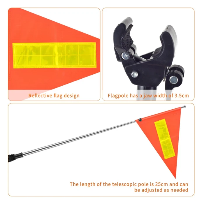 First Class 2024 Nice Price Golf cart flag telescopic reflective accessories orange safety flag Adjustable Height Flagpole