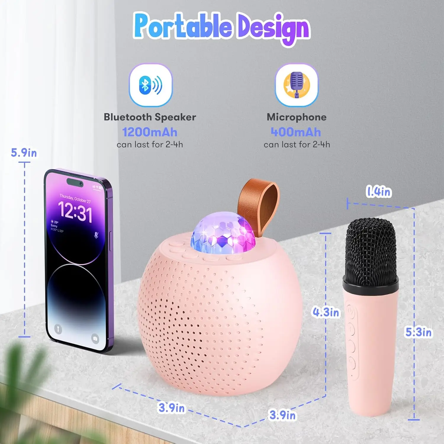Home KTV  Portable Voice Changing Karaoke Machine RGB Light Portable Mini Bluetooth Karaoke Speaker
