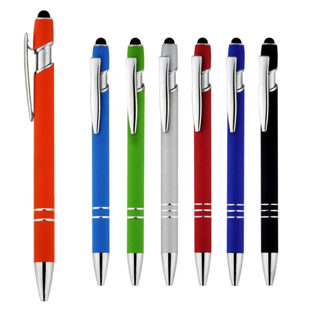 
Promotional Click pen with stylus soft touch metal pen metal body ballpoint pen 