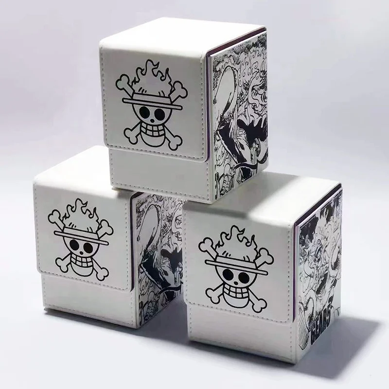 2 Boxes Leather Card Deck Box with 2 Dividers Large Size Fit 100+ Plus Single Sleeved Deck Box for Collectible Cards