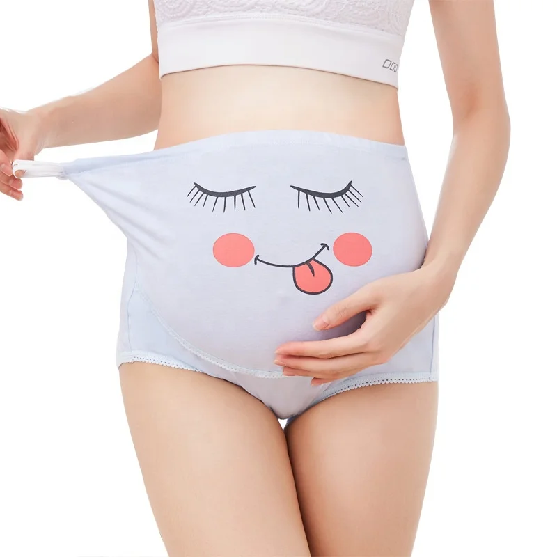 825# Cotton Breathable Cute Cartoon High-Rise Adjustable Button Female Maternity Women Pregnant Panties Underwear Briefs