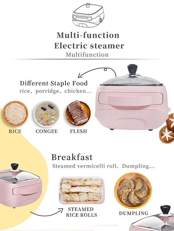 
Multifunctional rice steaming pot rice sweet potato fish cake electric steaming nutrition steamer 