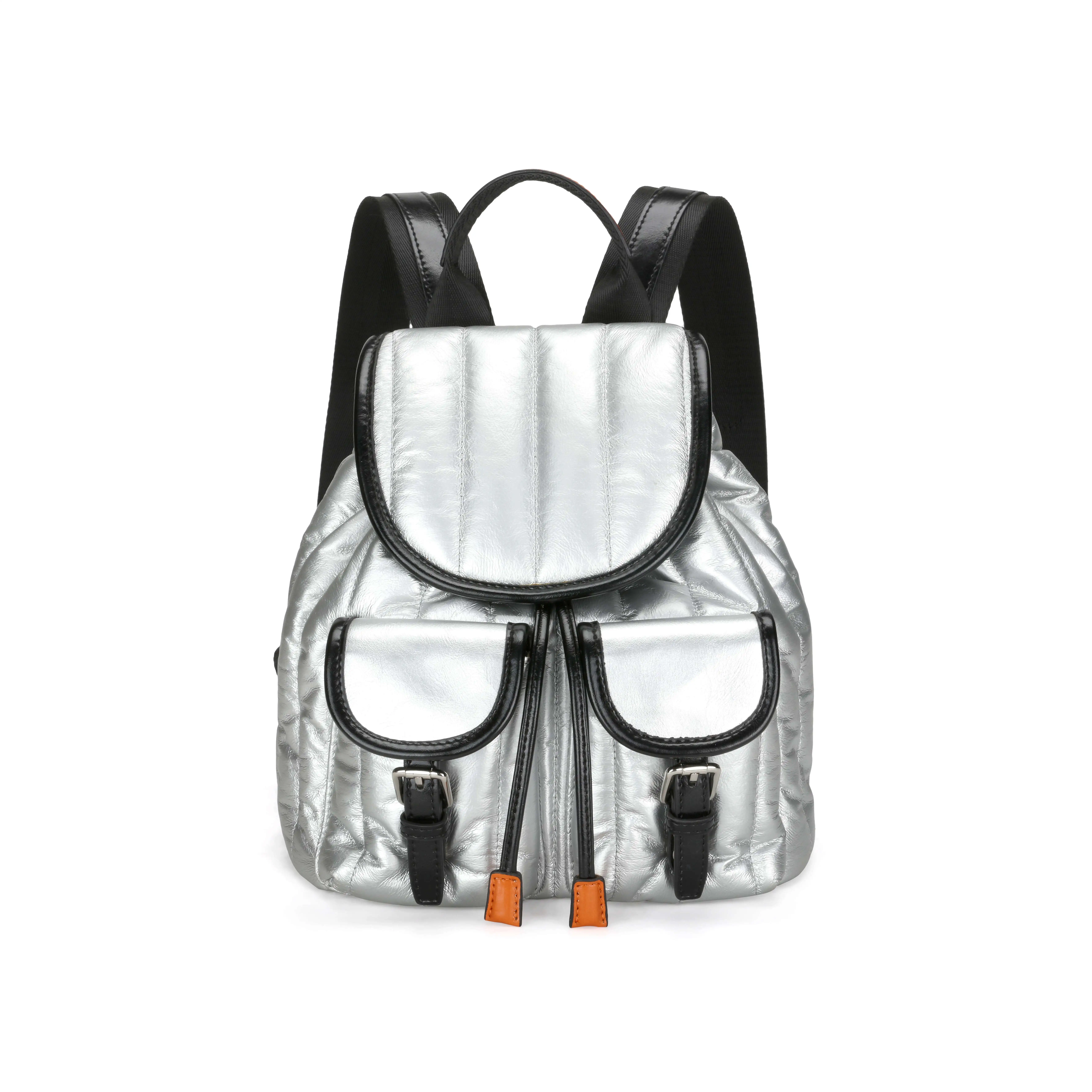 Factory Wholesale Price New Design High Quality Mini School Girls Bag Leisure Travel Silver Women Fashion Backpack
